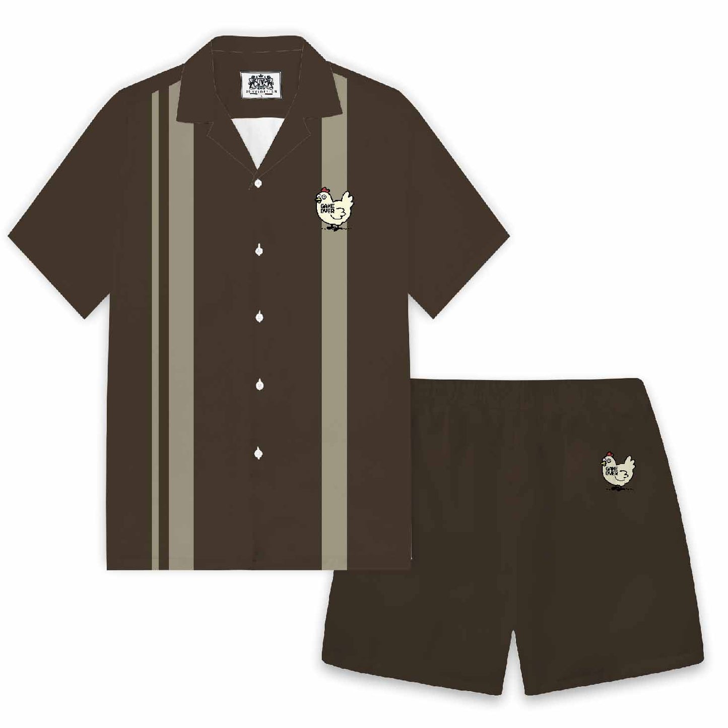 Chicken Game Don't Look At This Chicken Camp Collar Short-Sleeved Shirt