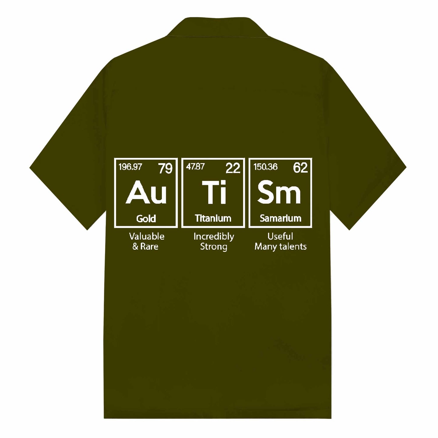 Autism Awareness Elements Periodic Camp Collar Short-Sleeved Shirt