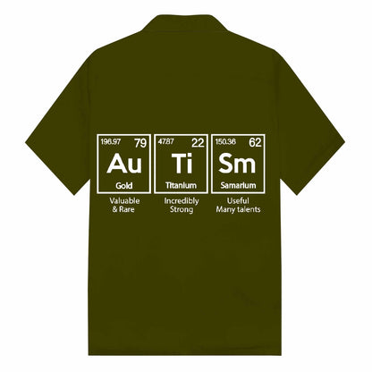 Autism Awareness Elements Periodic Camp Collar Short-Sleeved Shirt