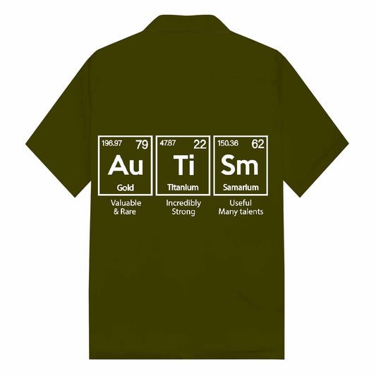 Autism Awareness Elements Periodic Camp Collar Short-Sleeved Shirt