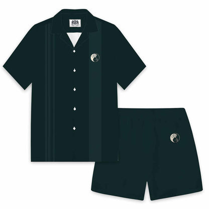 Simple Black Casual Camp Collar Short-Sleeved Shirt