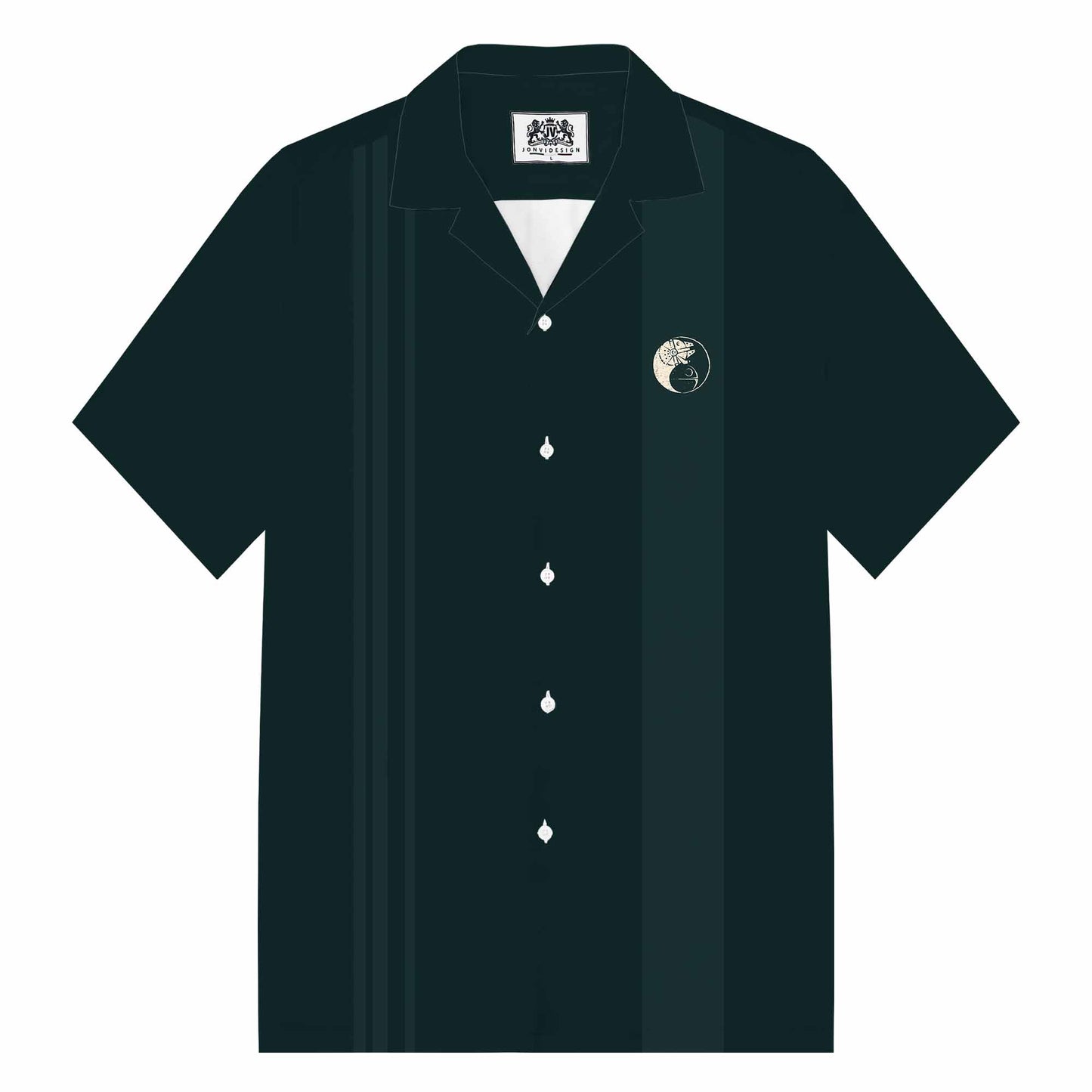 Simple Black Casual Camp Collar Short-Sleeved Shirt