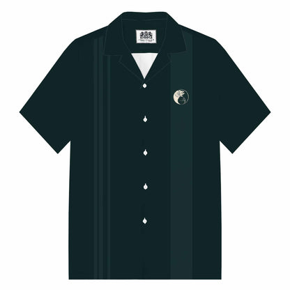 Simple Black Casual Camp Collar Short-Sleeved Shirt