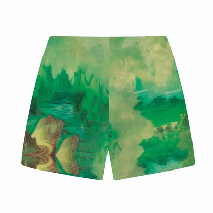 Funny Cat Art Lovers Print Elastic Band Casual Shorts