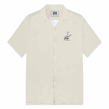 Today I'm A Serious Goose Print Camp Collar Short-Sleeved Shirt