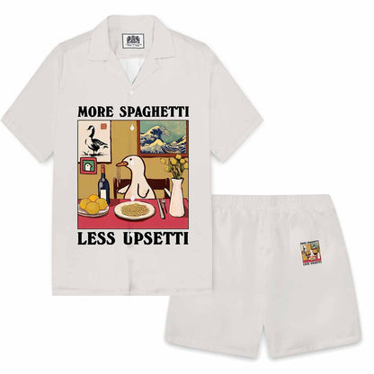 Summer More Spaghetti Less Upsetti Print Elastic Band Casual Shorts