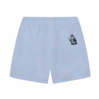 Fight Or Flight Funny Penguin Print Elastic Band Casual Shorts