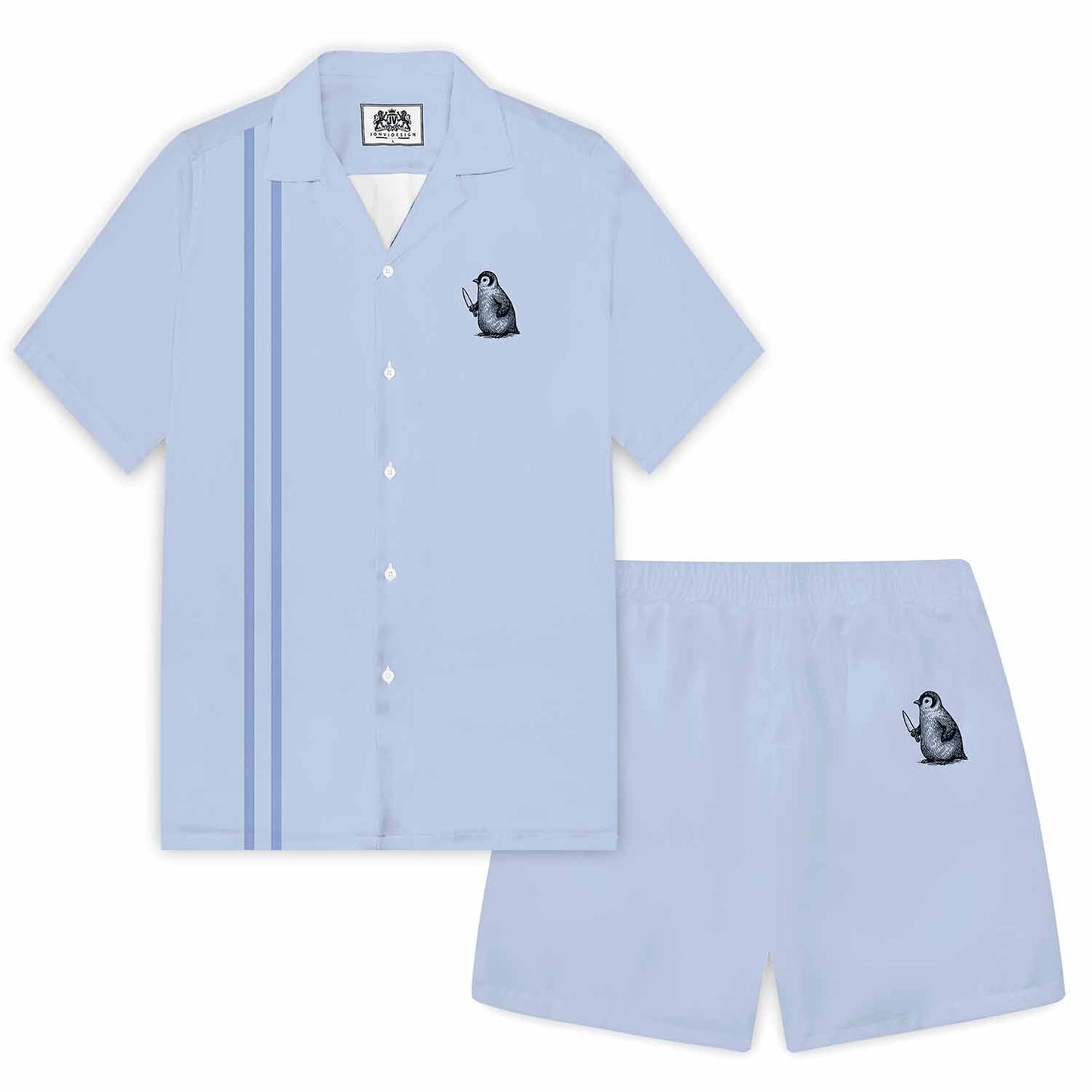 Fight Or Flight Funny Penguin Print Elastic Band Casual Shorts