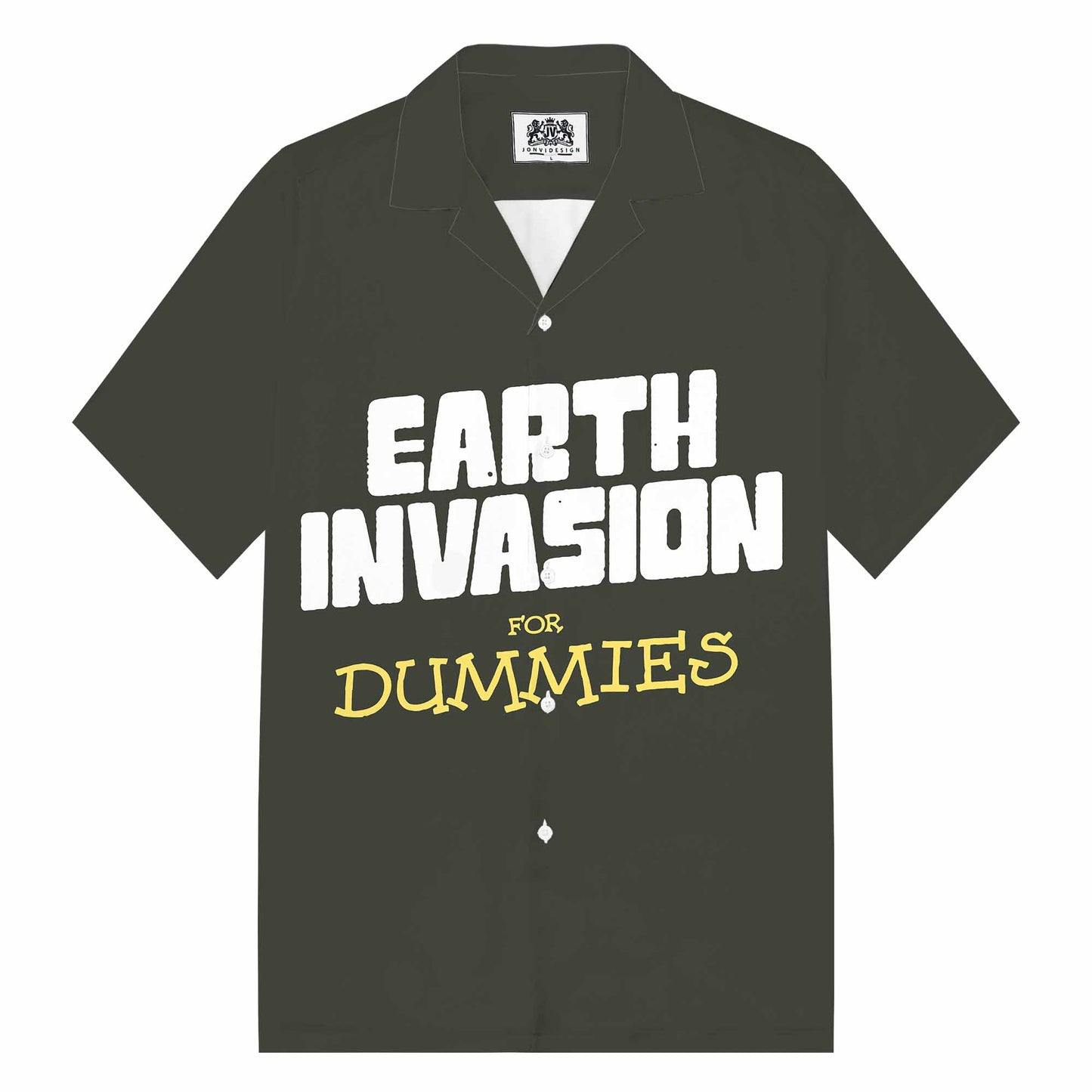 Earth Invasion For Dummies Camp Collar Short-Sleeved Shirt
