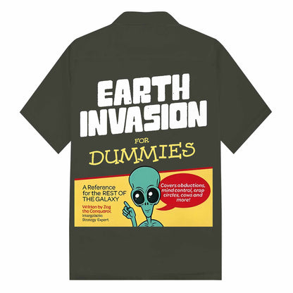 Earth Invasion For Dummies Camp Collar Short-Sleeved Shirt