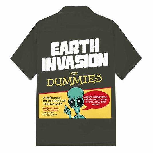 Earth Invasion For Dummies Camp Collar Short-Sleeved Shirt