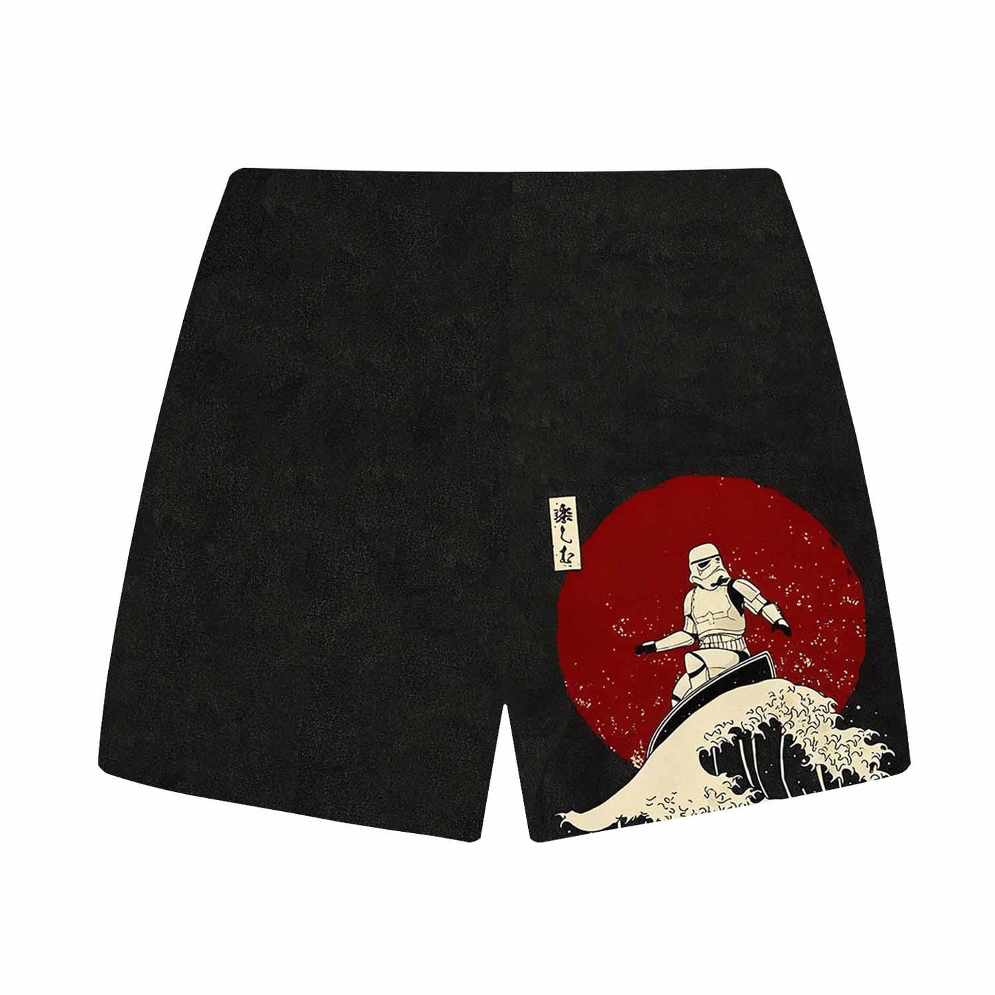 Japanese Style The Great Wave 0ff Kanagawa Print Elastic Band Casual Shorts