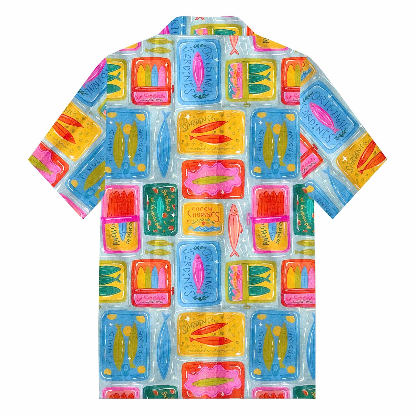 Hawaiian Retro Fish Pattern Camp Collar Short Sleeve Shirt