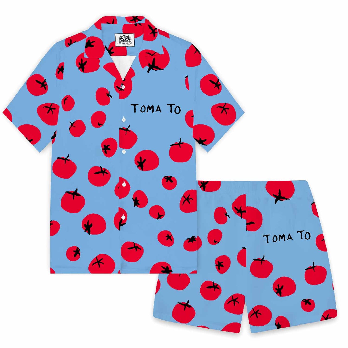 Hand Drawn Tomatoes Pattern Men's Elastic Waistband Summer Casual Shorts