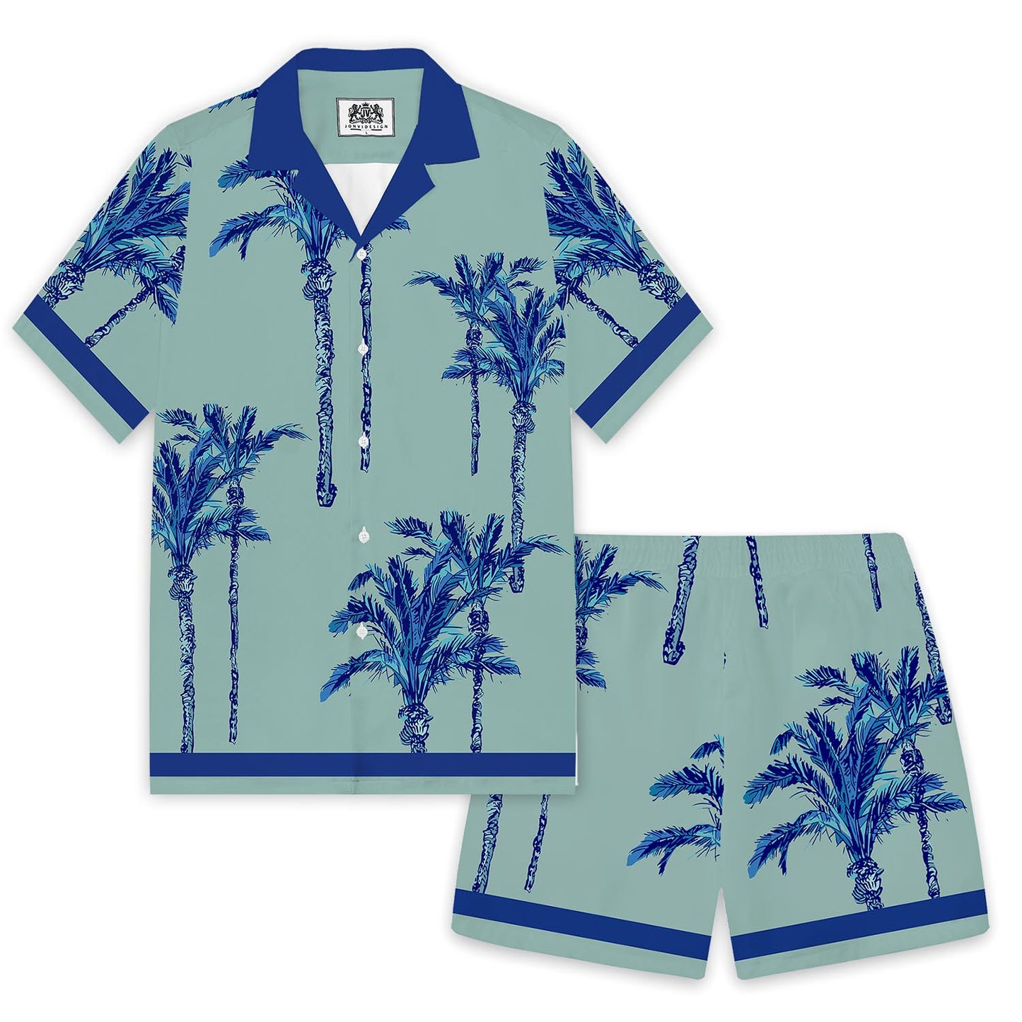 Tropical Plant Story Pattern Elastic Waistband Summer Casual Shorts