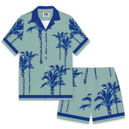 Tropical Plant Story Pattern Elastic Waistband Summer Casual Shorts