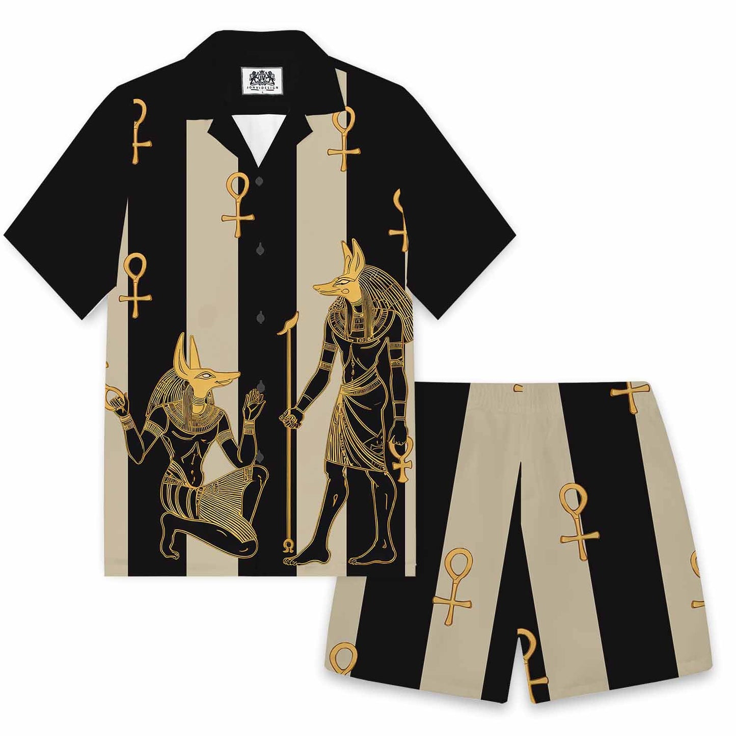 Ancient Egyptian Hieroglyph Pharaoh God Men's Casual Elastic Waist Shorts