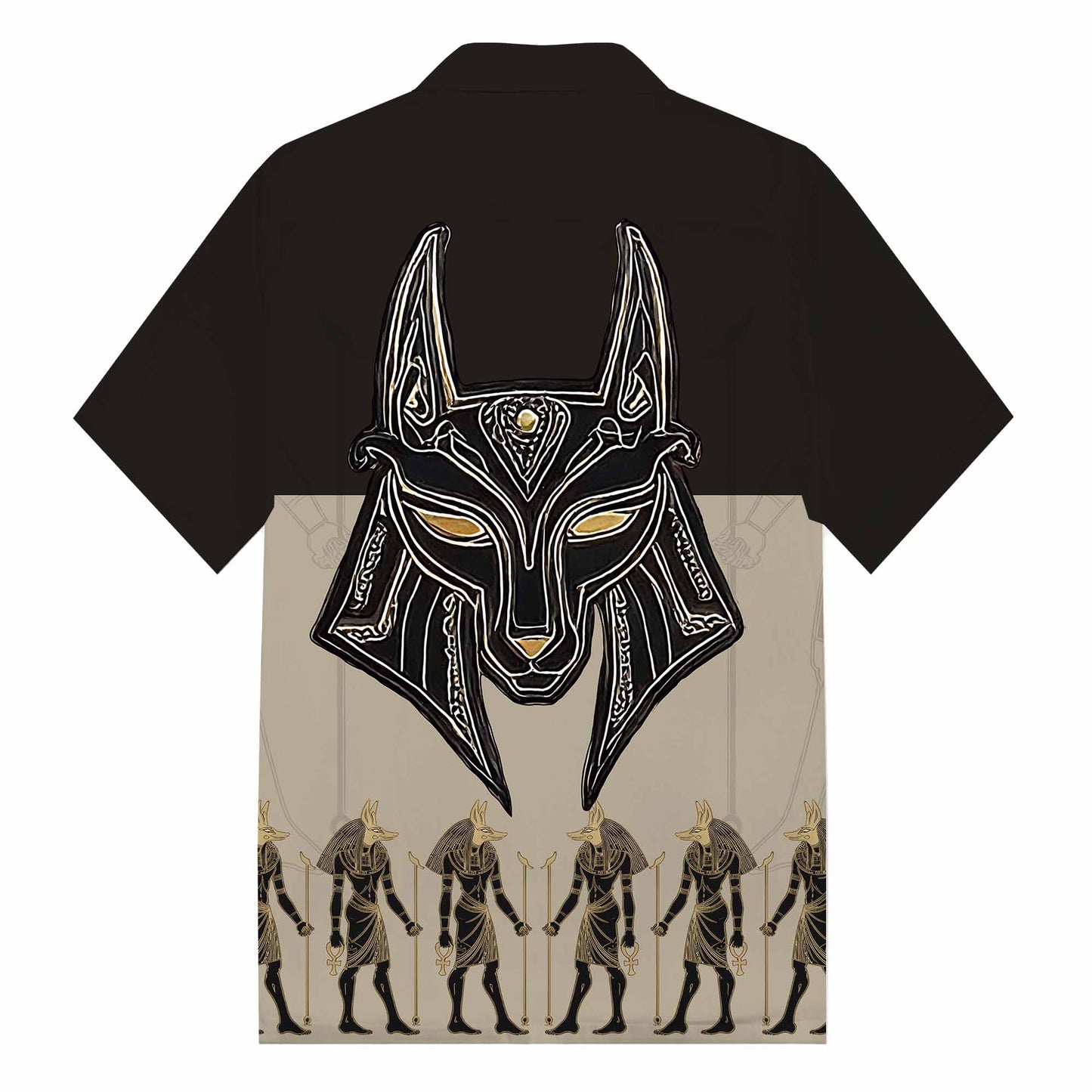 Ancient Egyptian Deity Anubis Camp Collar Short Sleeve Shirt