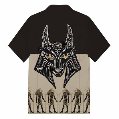 Ancient Egyptian Deity Anubis Camp Collar Short Sleeve Shirt