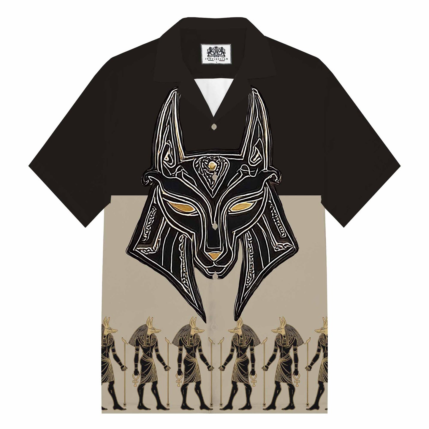 Ancient Egyptian Deity Anubis Camp Collar Short Sleeve Shirt