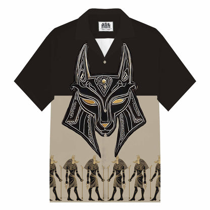 Ancient Egyptian Deity Anubis Camp Collar Short Sleeve Shirt