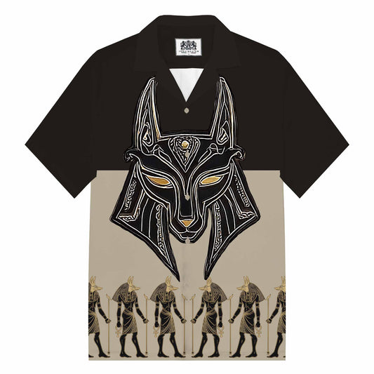 Ancient Egyptian Deity Anubis Camp Collar Short Sleeve Shirt