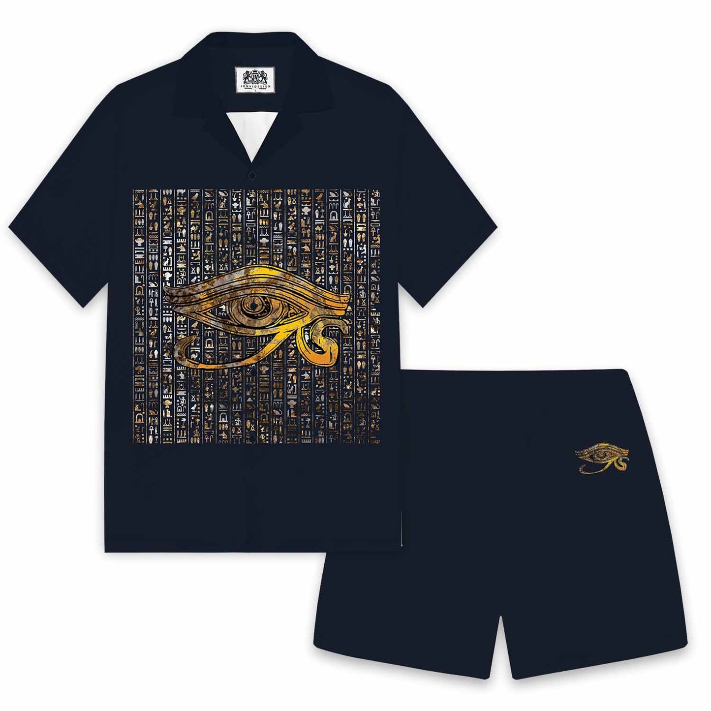 Eye Of Horus Ancient Egyptian Pattern Elastic Waist Shorts