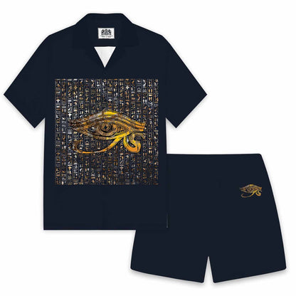 Eye Of Horus Ancient Egyptian Pattern Elastic Waist Shorts