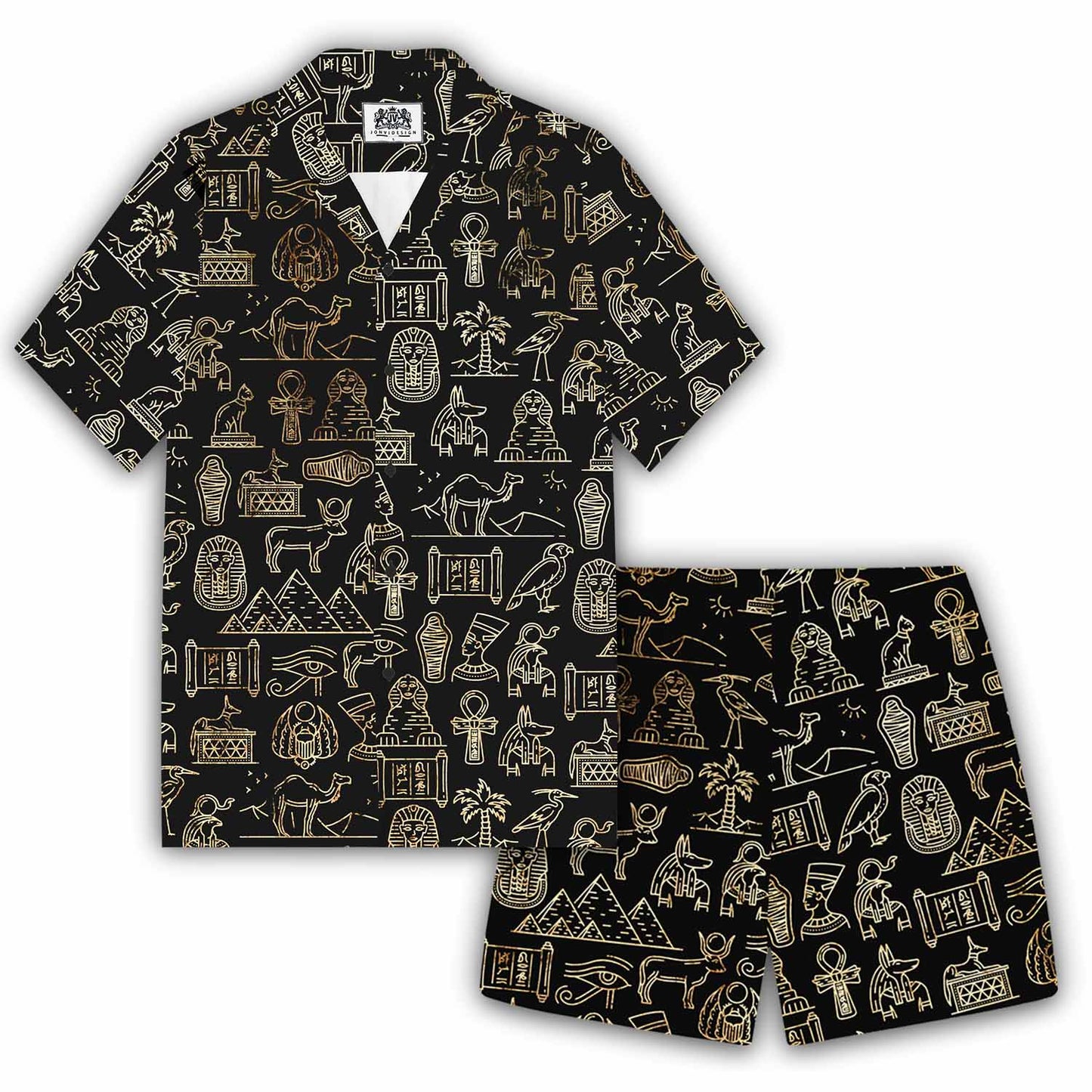 Ancient Egyptian Divine Godness Art Pattern Camp Collar Casual Short Sleeve Shirt