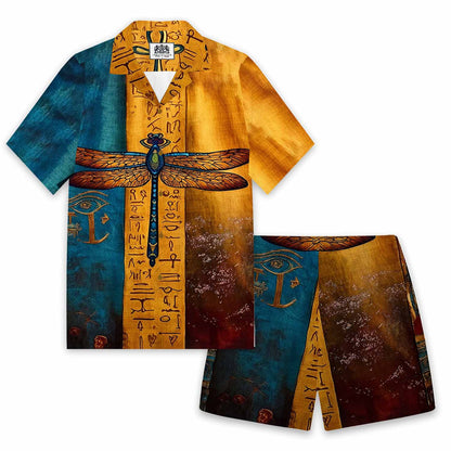 Egyptian Dragonfly Vintage Gradient Art Casual Shorts