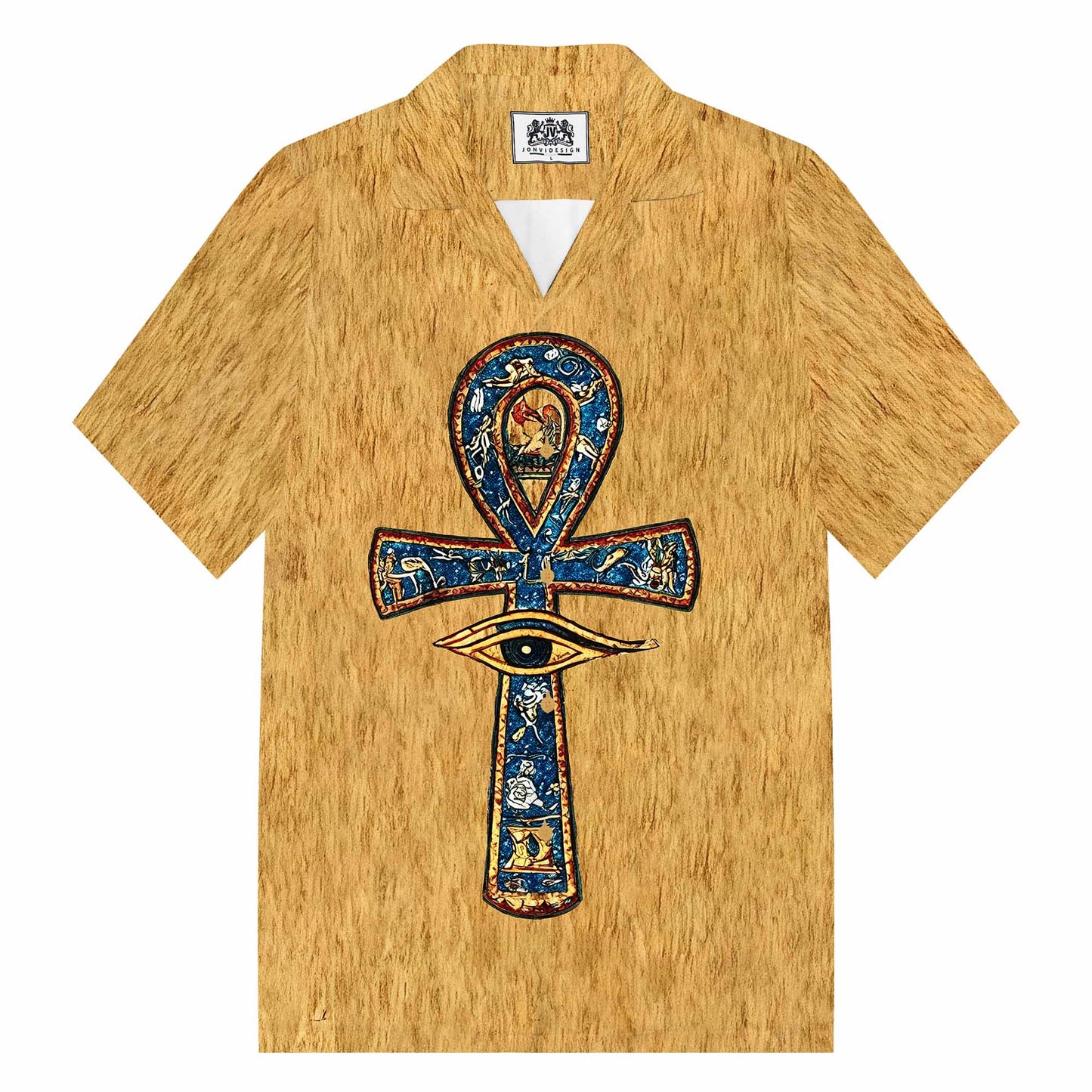 Men's Egyptian Ankh Pattern Casual Short-Sleeved Shirt
