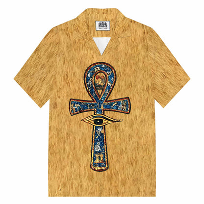 Men's Egyptian Ankh Pattern Casual Short-Sleeved Shirt