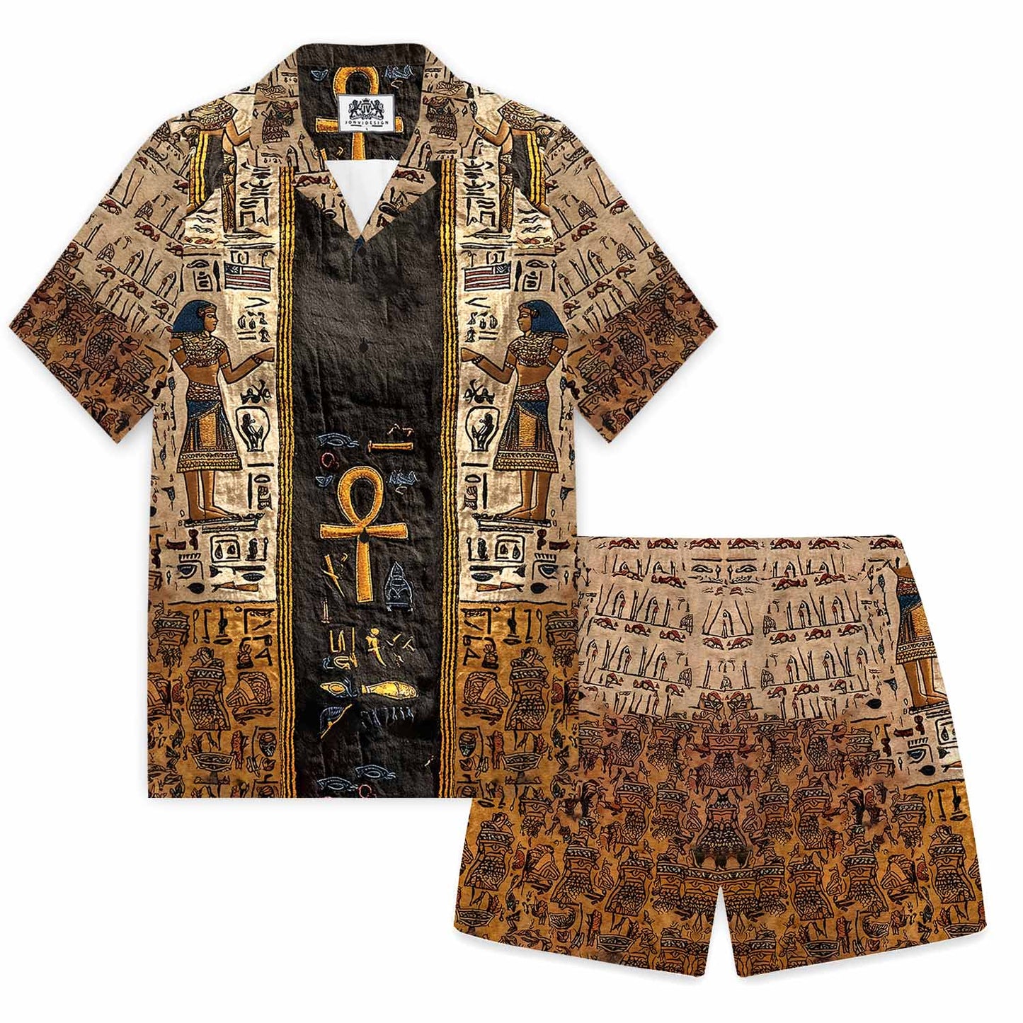 Ankh Color-Block With Ancient Casual Shorts
