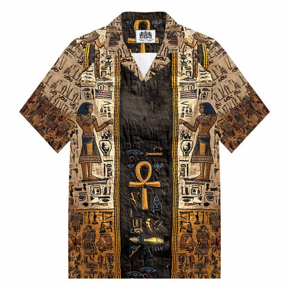 Ankh Color-Block With Ancient Casual Short-Sleeved Shirt