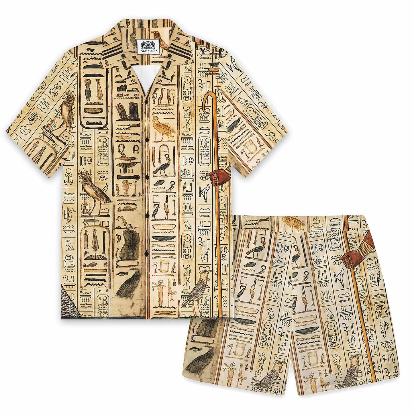 Egyptian Elements Vintage Printed Casual Short-Sleeved Shirt