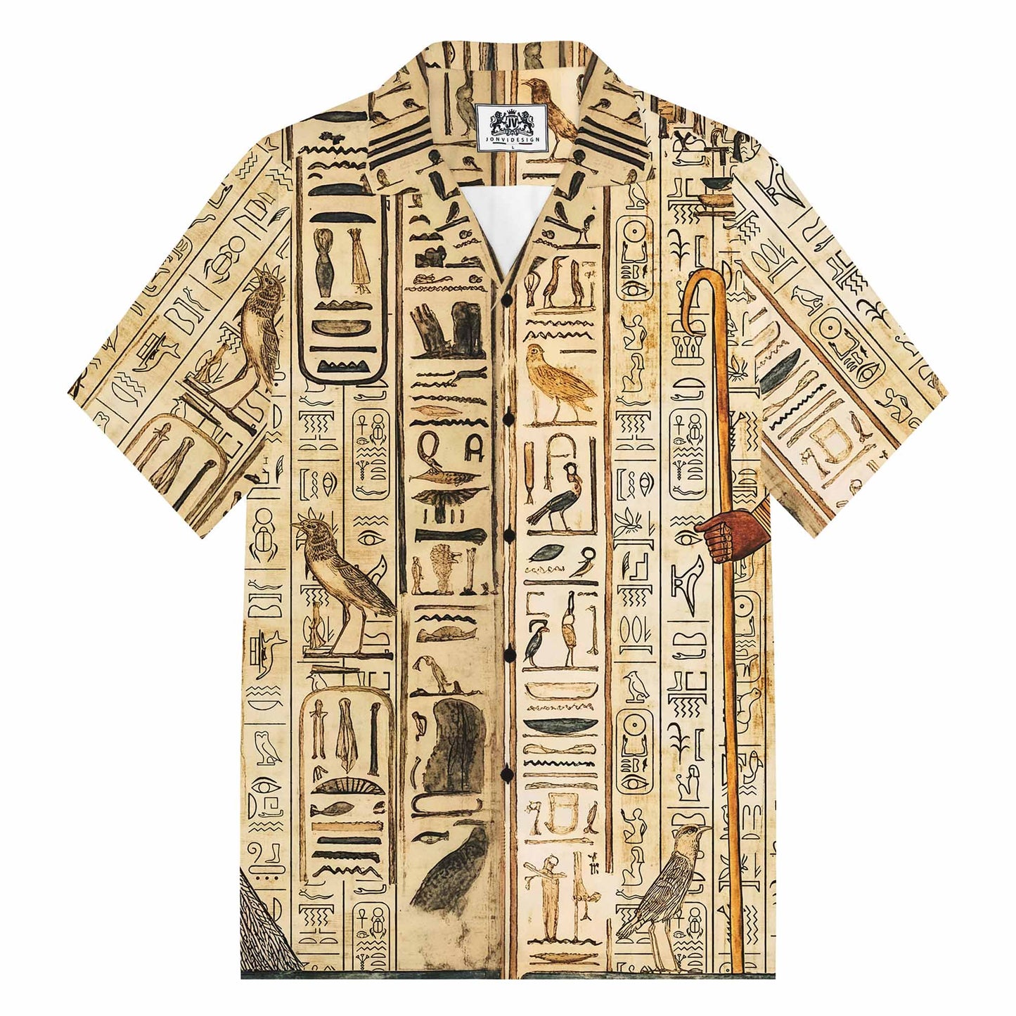 Egyptian Elements Vintage Printed Casual Short-Sleeved Shirt