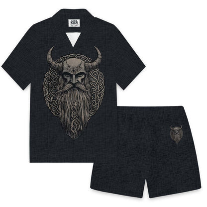 Men's Viking Print  Casual Elastic Waist Shorts