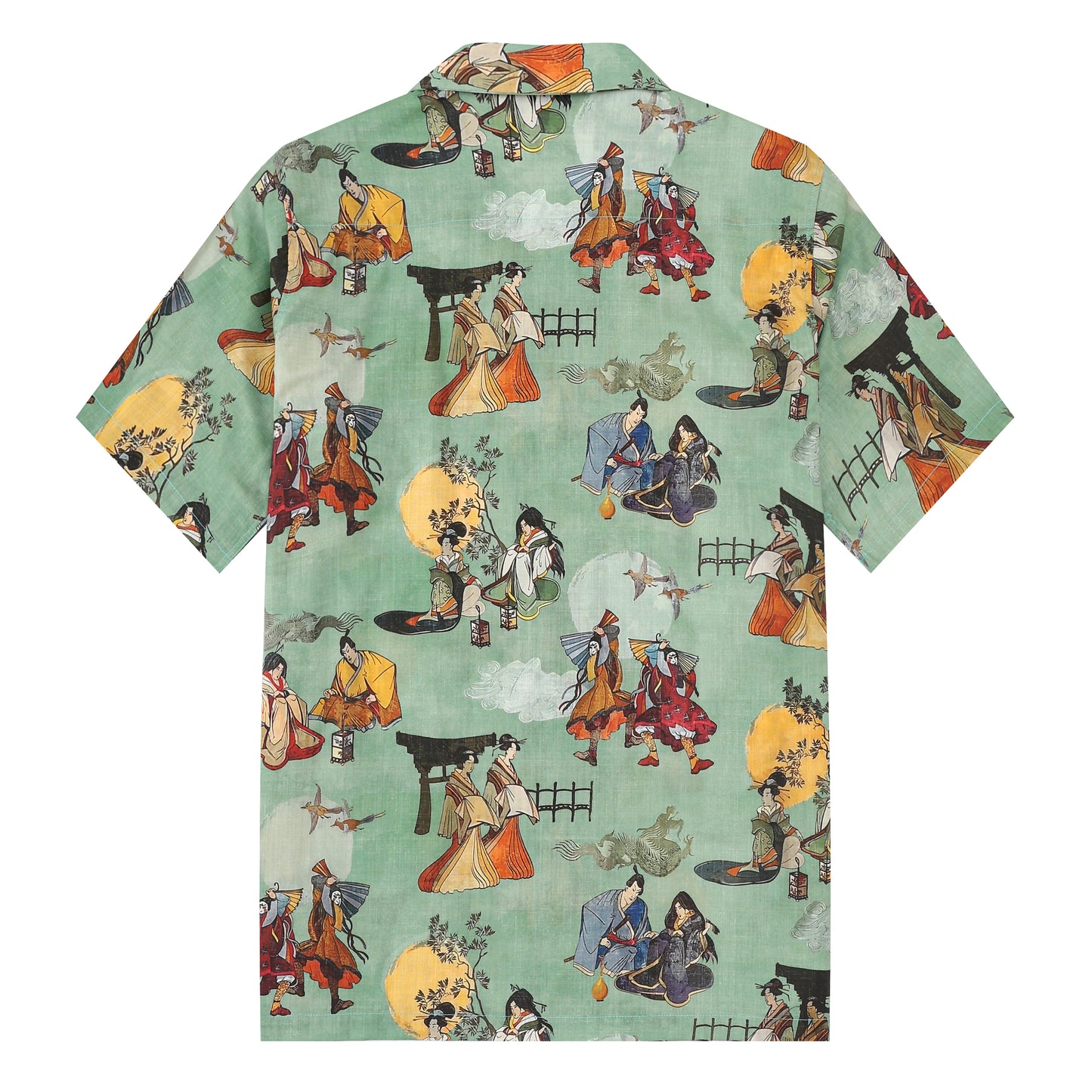 Ukiyo-e KABUKI Pattern Camp Collar Short Sleeve Shirt
