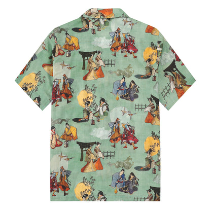 Ukiyo-e KABUKI Pattern Camp Collar Short Sleeve Shirt