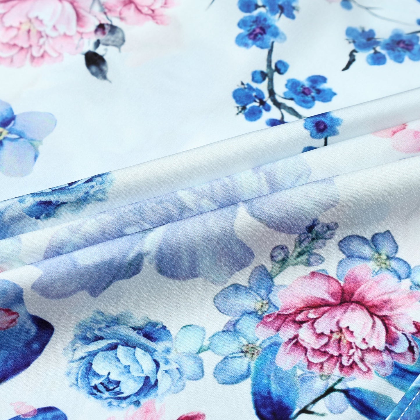Floral Pattern Short Sleeve Camp Collar Shirt in Blue Jonvidesign