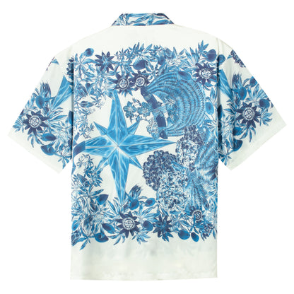 Floral Pattern Short Sleeve Shirt in Blue Jonvidesign