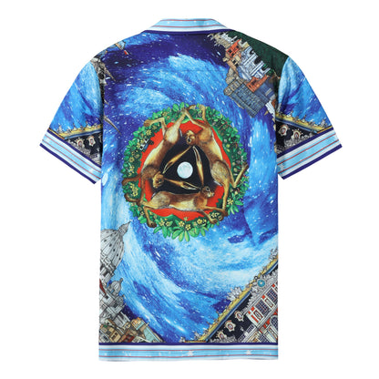 Galaxy Castle Rabbit Pattern Short Sleeve Camp Collar Shirt Jonvidesign