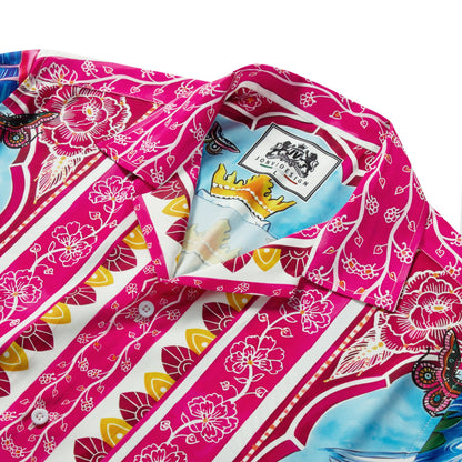 Garden Flamingo Short Sleeve Camp Collar Shirt Jonvidesign