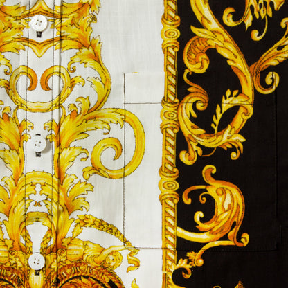 Golden Baroque Pattern Short Sleeve Shirt for Men Jonvidesign