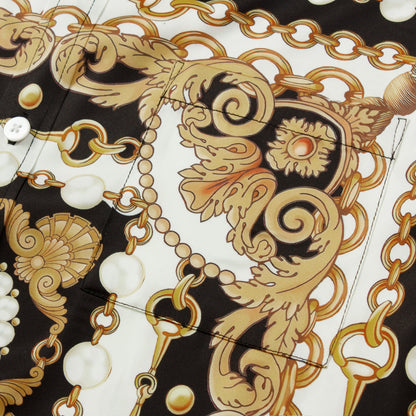 Golden Baroque Short Sleeve Shirt with Chain Accents Jonvidesign