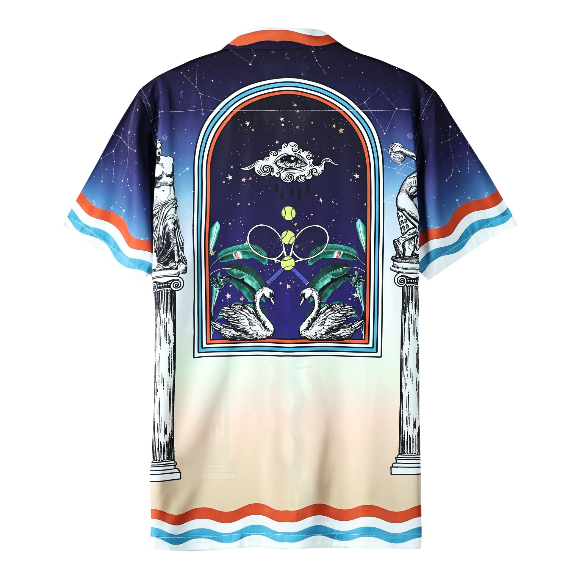 Goose Pattern Camp Collar Bowling Shirt Jonvidesign