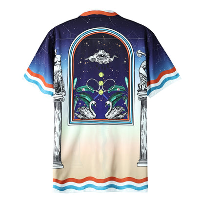 Goose Pattern Camp Collar Bowling Shirt Jonvidesign