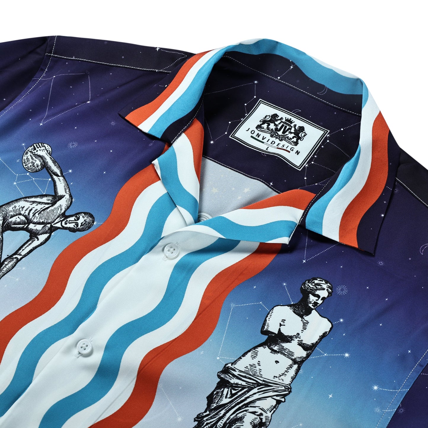 Goose Pattern Camp Collar Bowling Shirt Jonvidesign