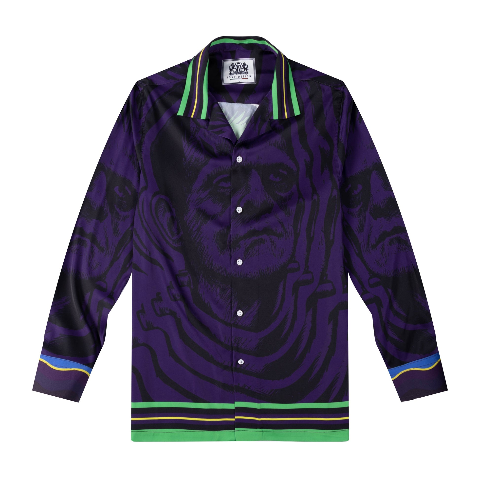 Halloween Frankenstein Print Long Sleeve Vacation Shirt Jonvidesign