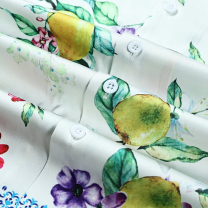 Lemon Pattern Short Sleeve Camp Collar Shirt Jonvidesign